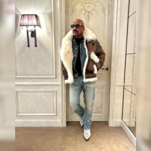 steve harvey shearling  jacket