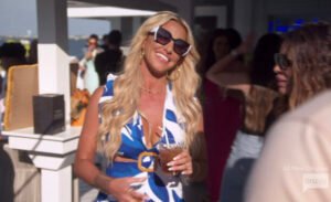 Real Housewives of New Jersey Fashion Danielle Cabral’s Blue Floral Dress
