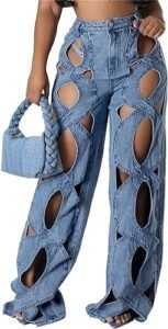 Blake Lively blue cutout jeans