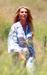 The Bachelorette Joan Vassos Golden blue floral wrap crop top