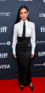 The Substance 2024 Demi Moore white shirt