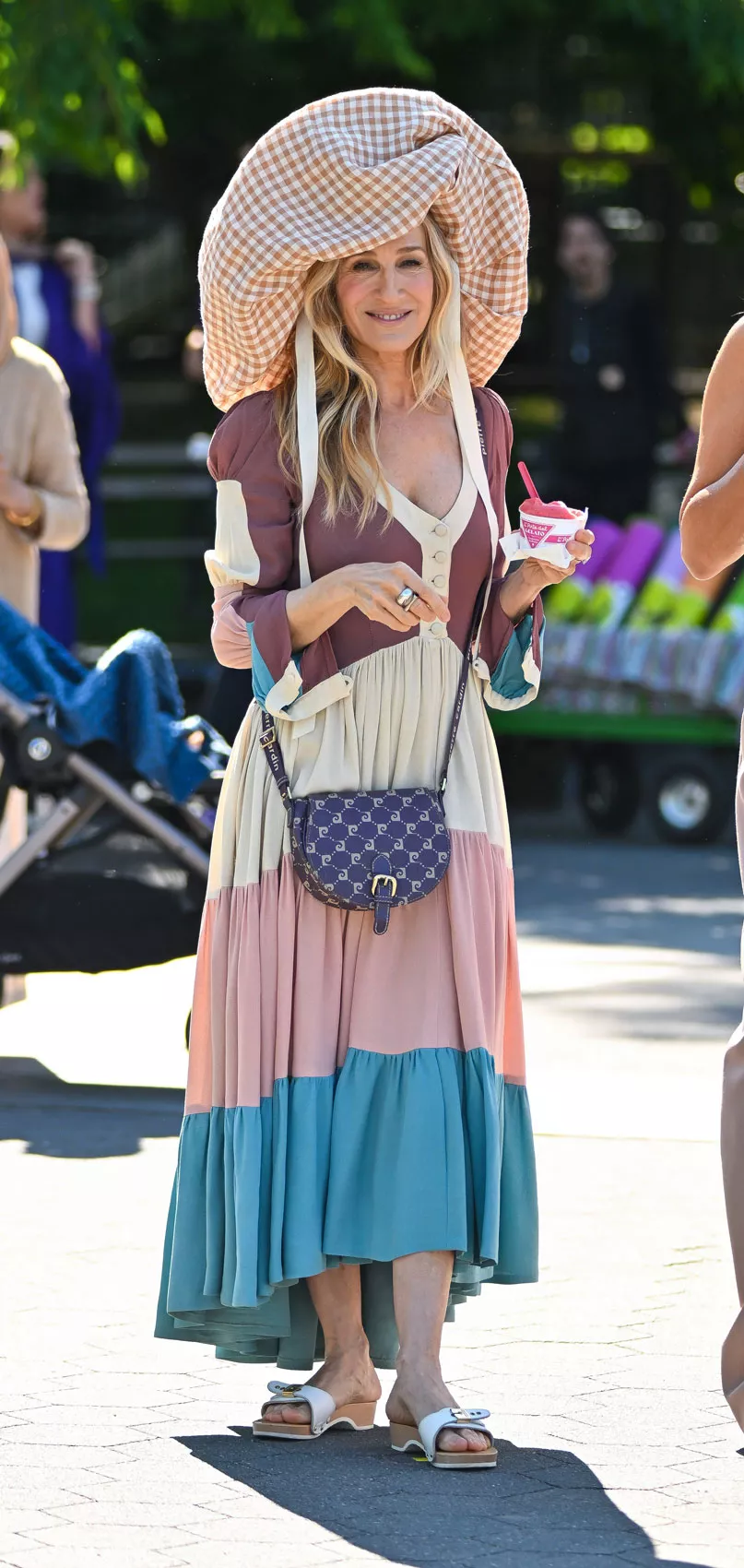 And Just Like That Season 3 Sarah Jessica Parker 70s Tiered Dress