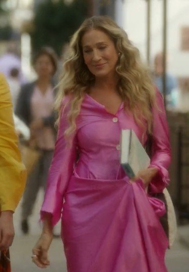 And Just Like That Sarah Jessica Parker Pink Shirt Dress
