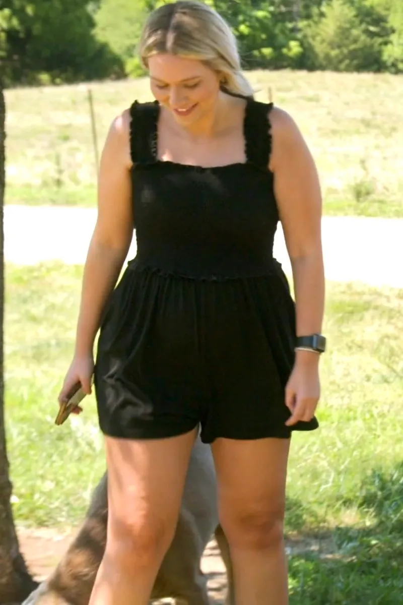 The McBee Dynasty Kacie Adkison Black Sleeveless Romper.