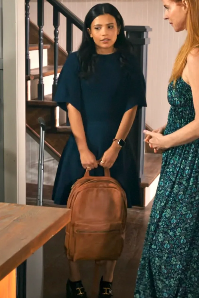 My Life With the Walter Boys Jackie Howard's Blue Ribbed Knit Short Sleeve Mini Dress