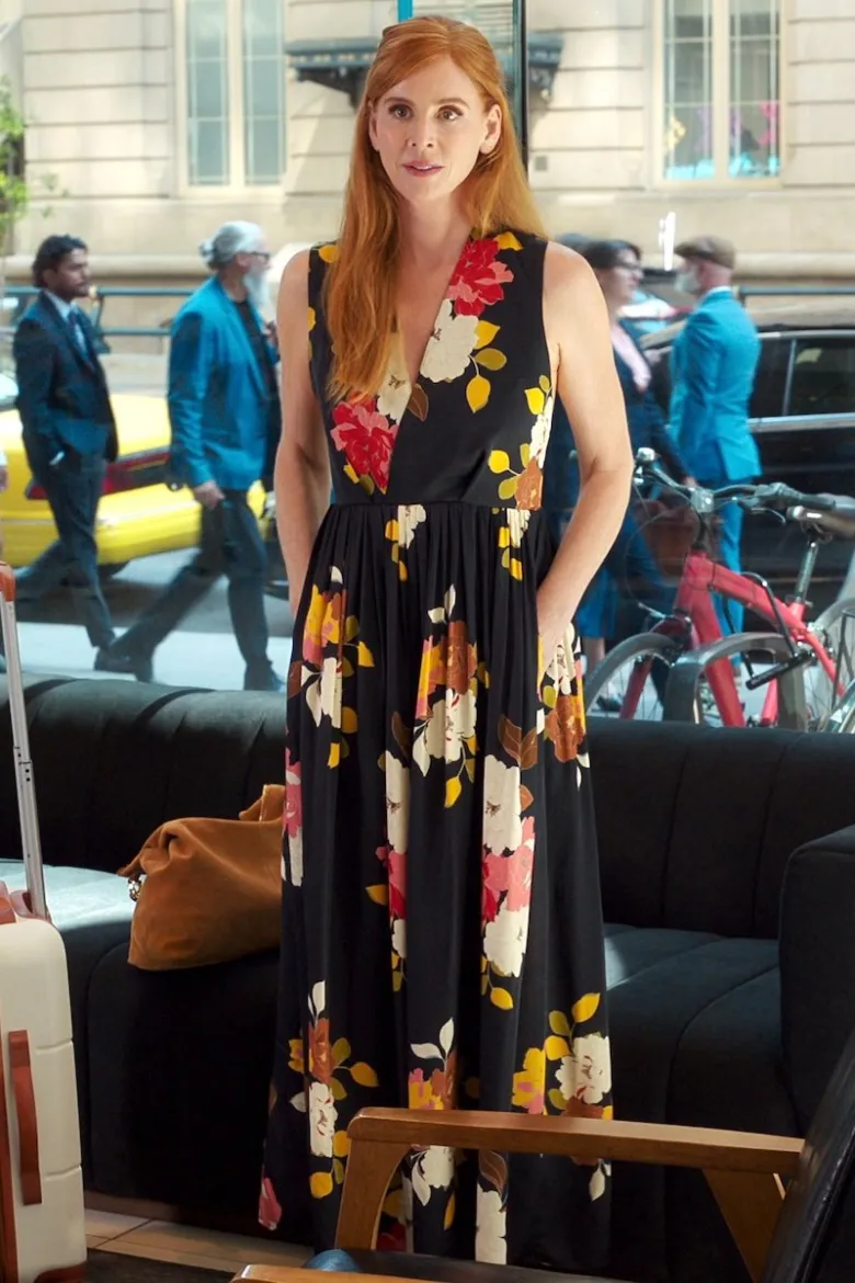 My Life With the Walter Boys Sarah Rafferty black floral print dress