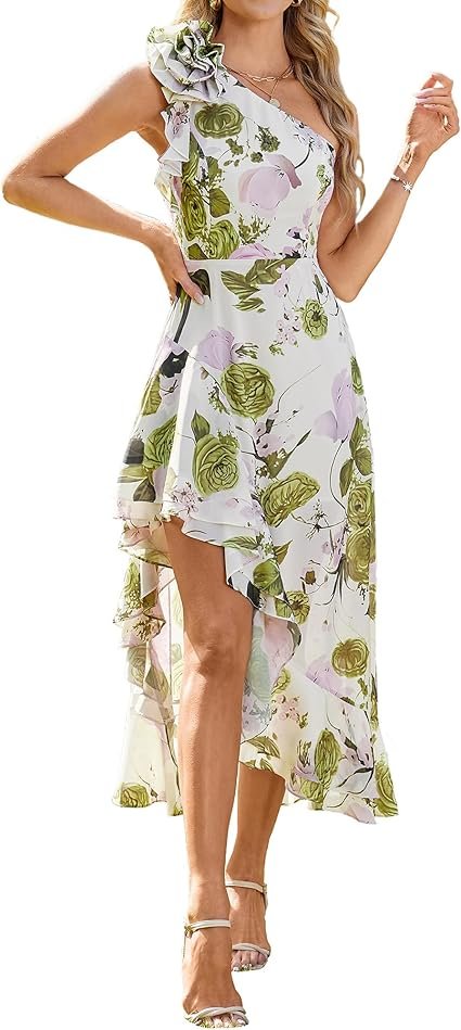 The Young and the Restless Sharon Newman Floral One Shoulder Dress