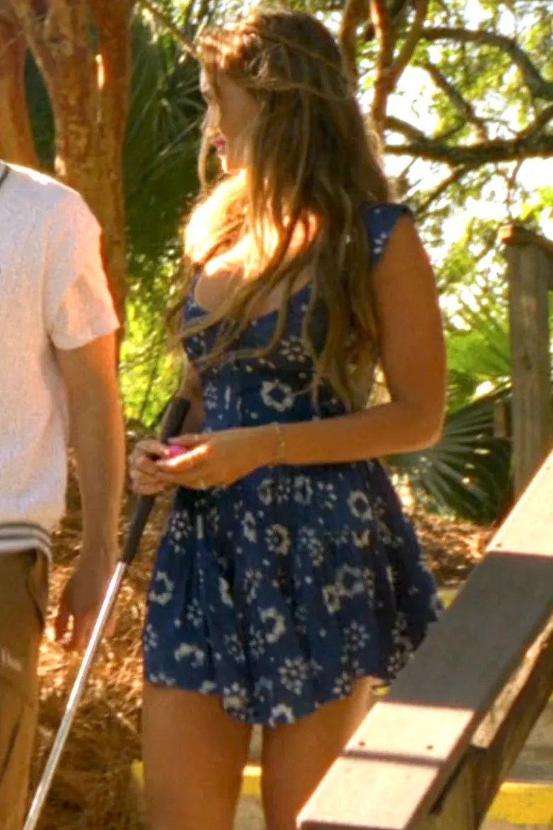 The Runarounds Lilah Pate Blue Floral Mini Romper