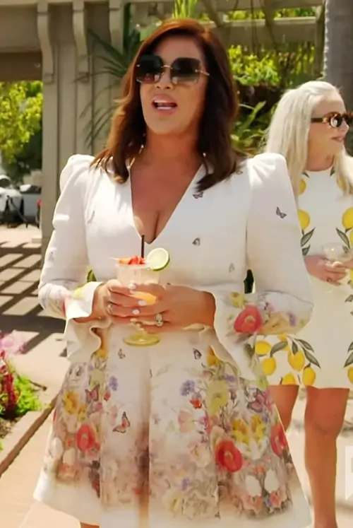 The Real Housewives of Orange County Emily Simpson White Floral Print Dress