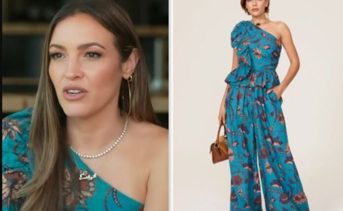 Access Hollywood Emily Orozco blue floral shoulder
