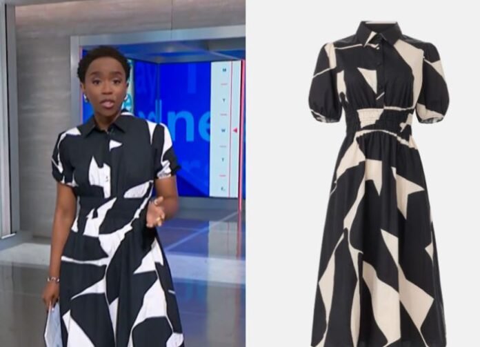 NBC News Daily Zinhle Essamuah black and white shirt dress