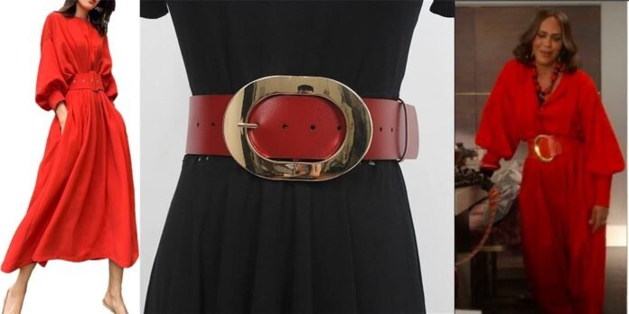 And Just Like That Nicole Ari Parker Red Belt Dress
