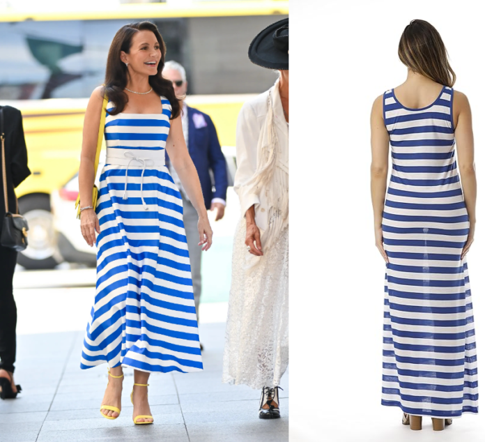 And Just Like that charlotte york Blue Stripe Maxi Dresses