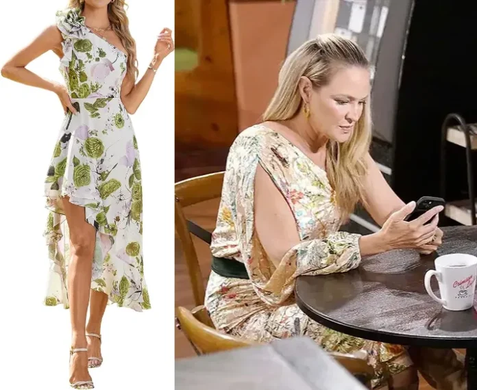 The Young and the Restless Sharon Newman floral one-shoulder dress