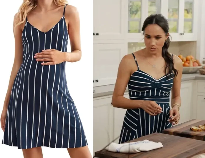 With Love Meghan Meghan Markle Navy Striped dress