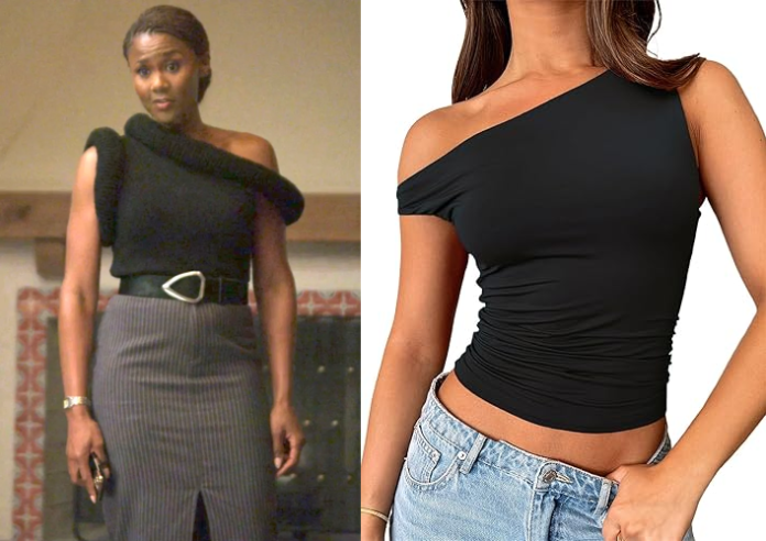 Reasonable Doubt Jax Stewart black asymmetric knit top